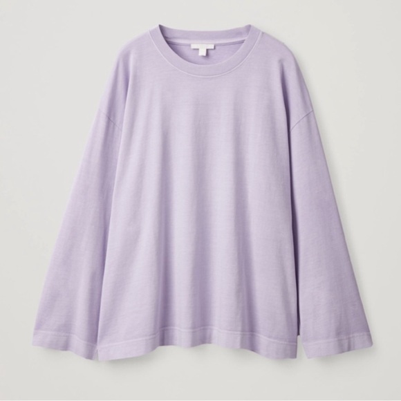 COS Flowy Boxy Oversized Basic Top Long Sleeve T-Shirt Lavender Lilac Size S - Picture 3 of 7